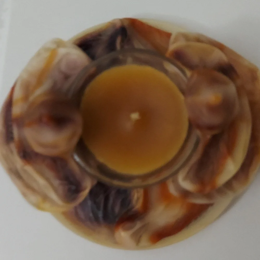 Vintage Hand Sculpted Brown Marbled One-of-a-kind Wax Candle
